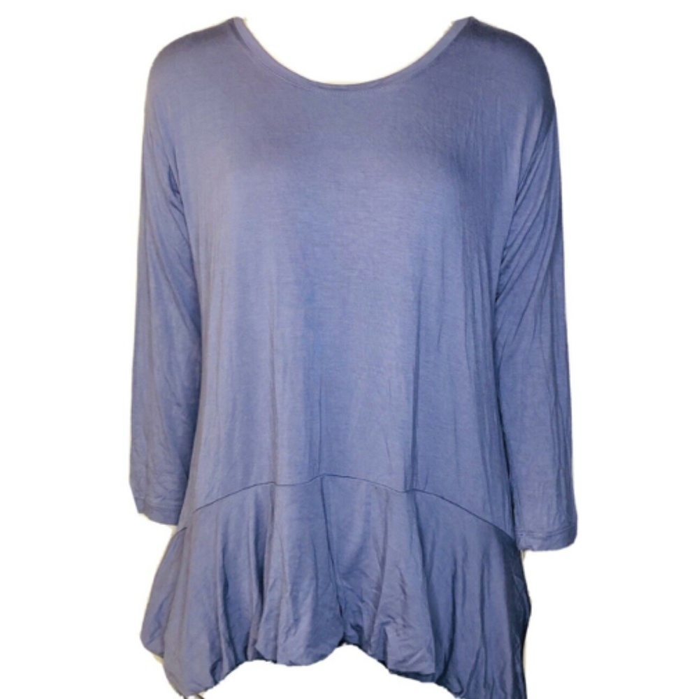 LOGO by Lori Goldstein Knit Top Shirt Hi-Low Bubble Hem A269968 Small Purple